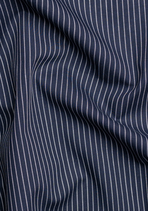 Navy Light Weight Pencil Stripes