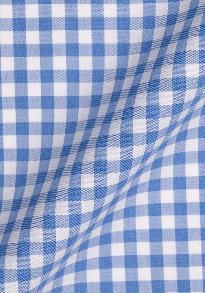 Sky Blue Gingham Crisp Pima Cotton 