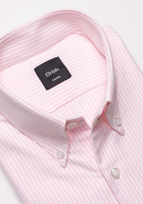 Soft Pink Crisp Oxford Stripes Shirt