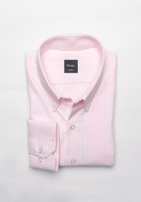 Soft Pink Crisp Oxford Stripes Shirt