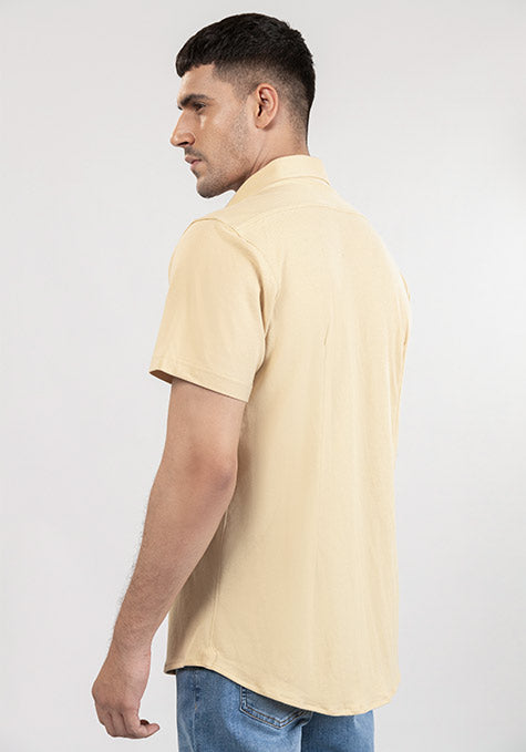 Tan Feather Soft Piqué Half Sleeve Shirt
