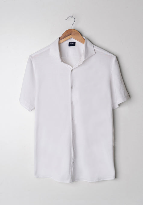 White Feather Soft Piqué Half Sleeve Shirt