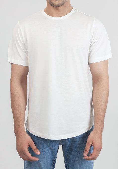 White Cloud Crew Tee - Curved Hem
