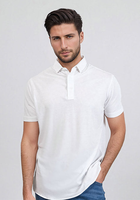 White Feather Soft Piqué Half Sleeve Polo Shirt