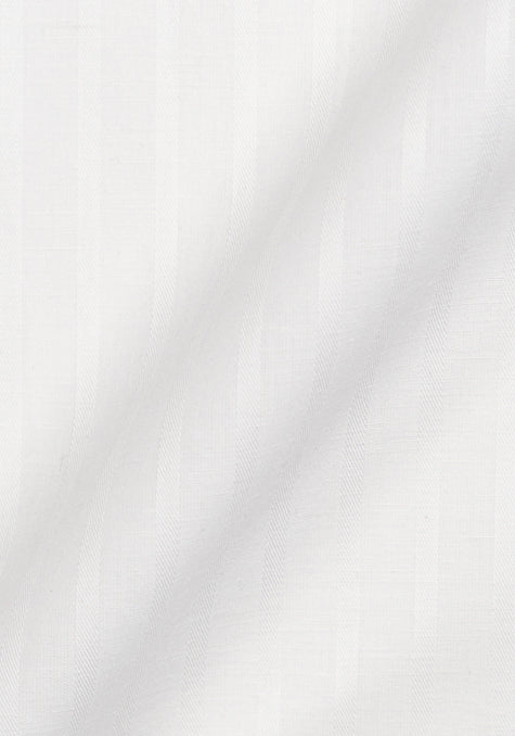 White Self-Stripes Cotton Linen
