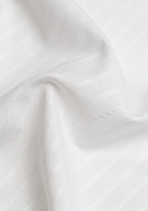 White Self-Stripes Cotton Linen
