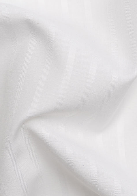 White Self-Stripes Cotton Linen
