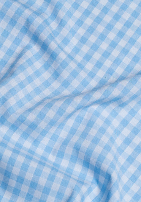 Wrinkle-Free Blue-Gery Stretch Gingham
