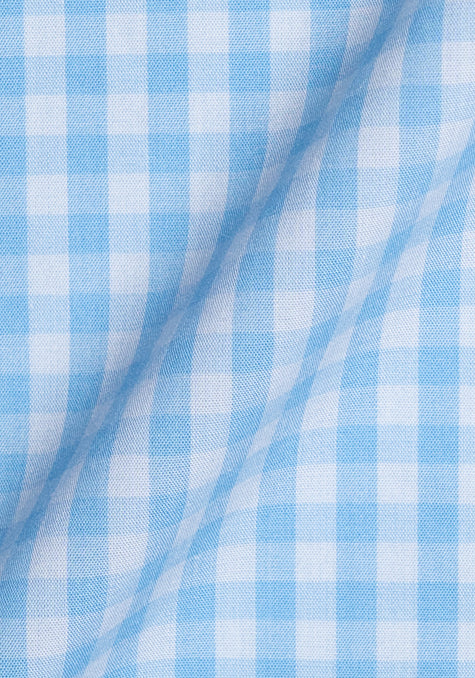 Wrinkle-Free Blue-Gery Stretch Gingham
