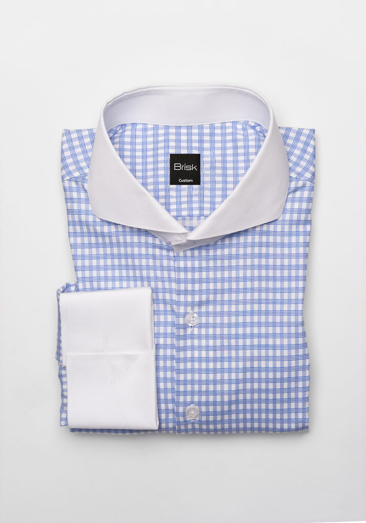 Wrinkle-Free Blue Grid Structured Shirt
