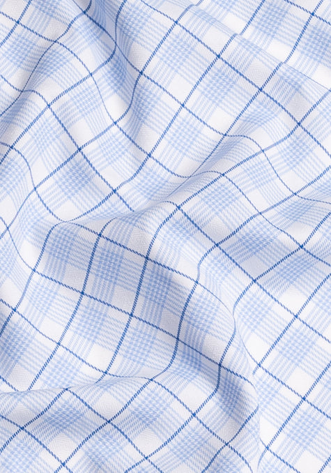 Wrinkle-Free Blue Super-Soft Tartan Performance Stretch
