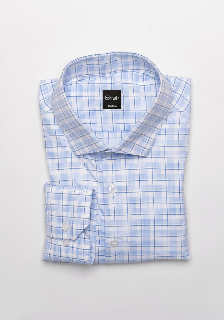 Wrinkle-Free Blue Super-Soft Tartan Performance Stretch Shirt
