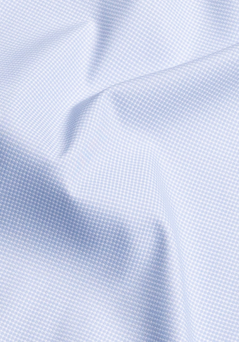 Wrinkle-Free Ice Blue Mini Checkered Performance Stretch
