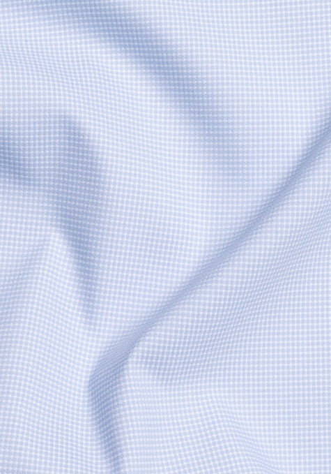 Wrinkle-Free Ice Blue Mini Checkered Performance Stretch
