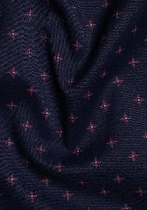 Wrinkle-Free Midnight Blue Star Printed Performance Stretch
