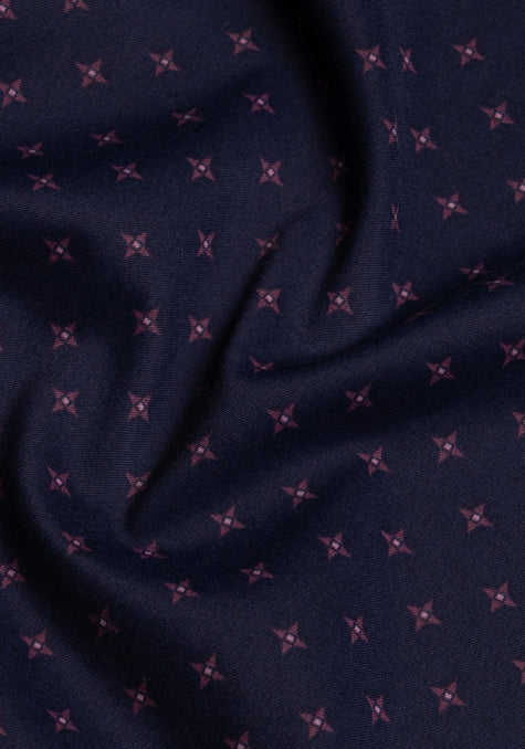 Wrinkle-Free Midnight Blue Star Printed Performance Stretch
