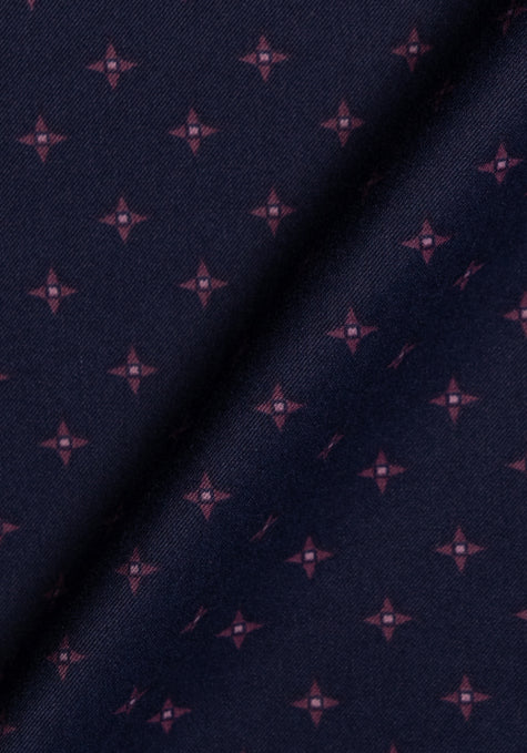 Wrinkle-Free Midnight Blue Star Printed Performance Stretch
