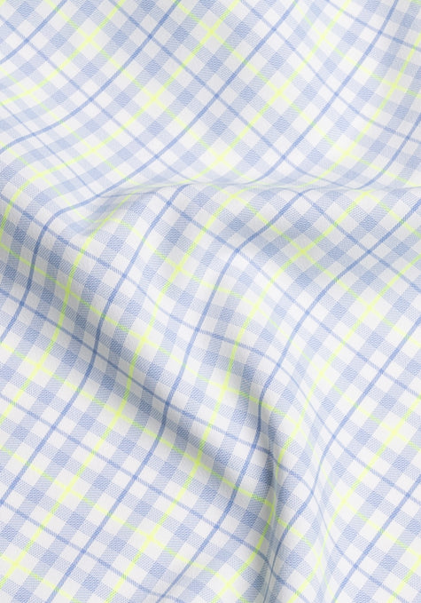 Wrinkle-Free Neon Green & Blue Tartan Performance Stretch
