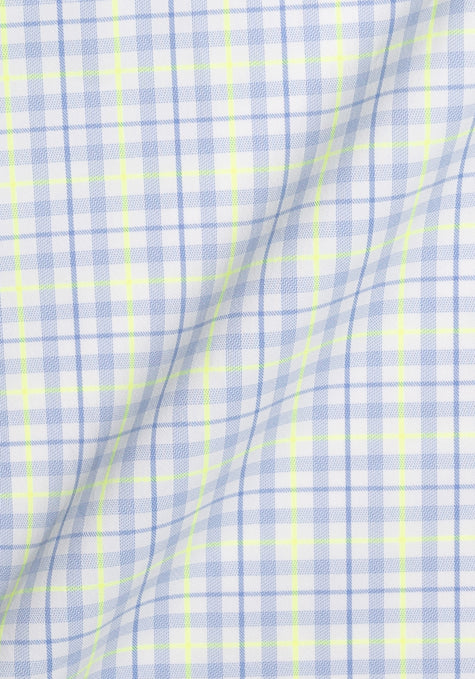 Wrinkle-Free Neon Green & Blue Tartan Performance Stretch
