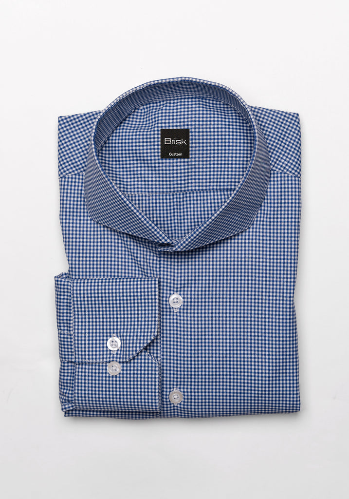 Wrinkle-Free Royal Blue Mini Gingham Shirt
