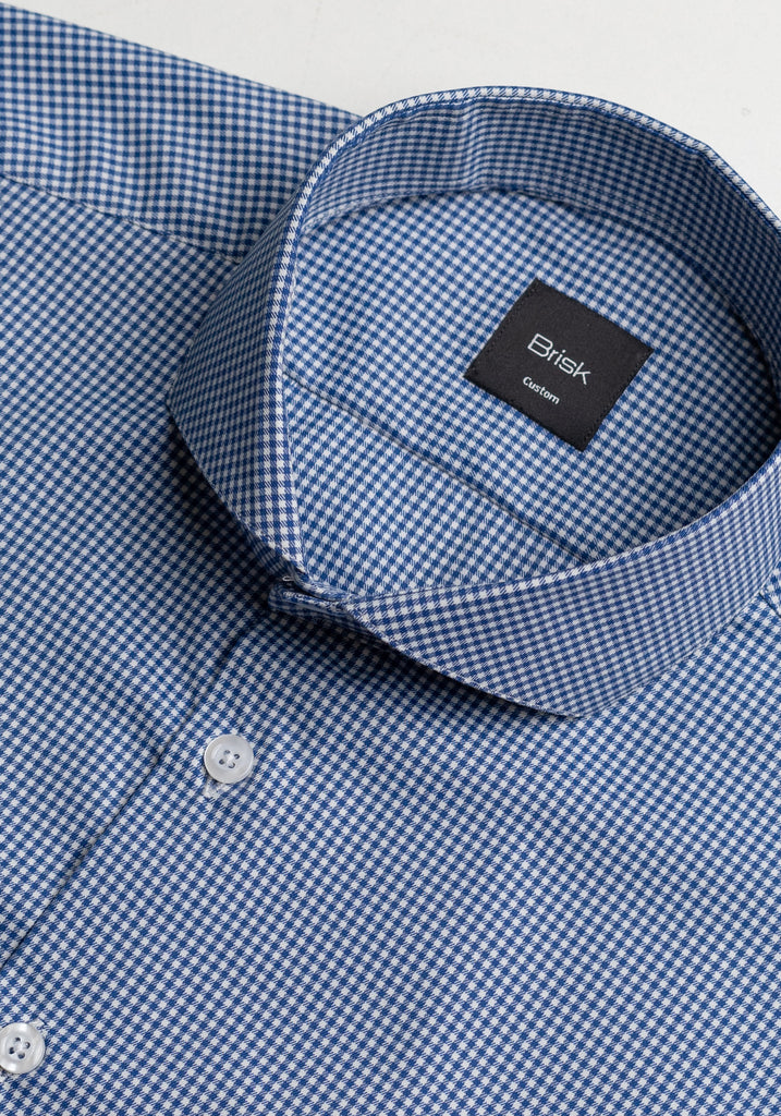 Wrinkle-Free Royal Blue Mini Gingham Shirt
