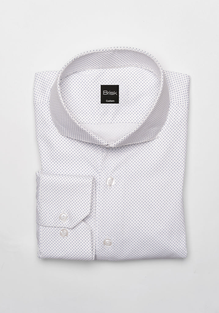 Wrinkle-Free White Polka Dots Performance Stretch Shirt
