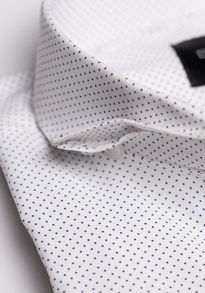 Wrinkle-Free White Polka Dots Performance Stretch Shirt
