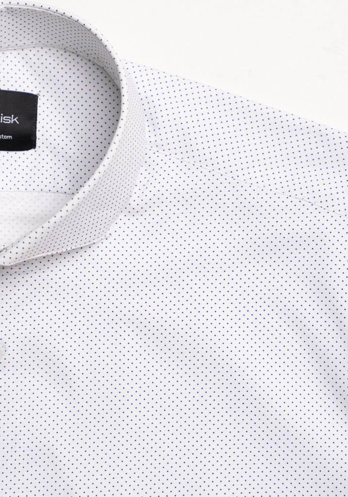 Wrinkle-Free White Polka Dots Performance Stretch Shirt
