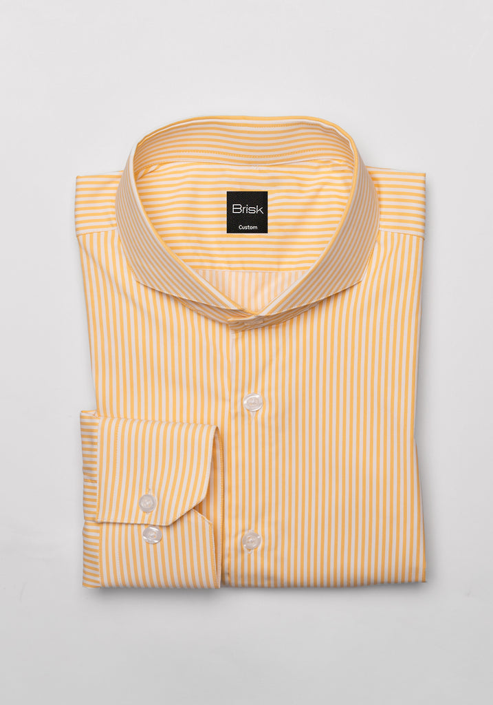 Wrinkle Free Yellow Performance Stretch Stripes Shirt
