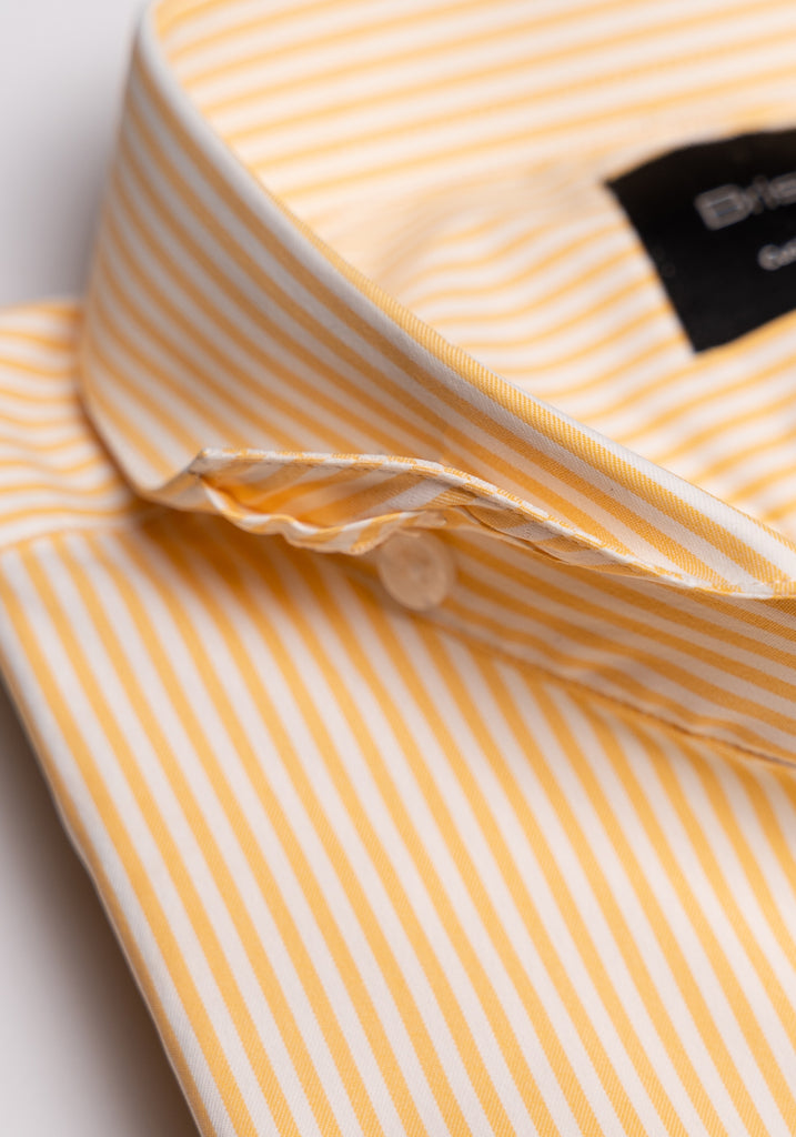 Wrinkle Free Yellow Performance Stretch Stripes Shirt
