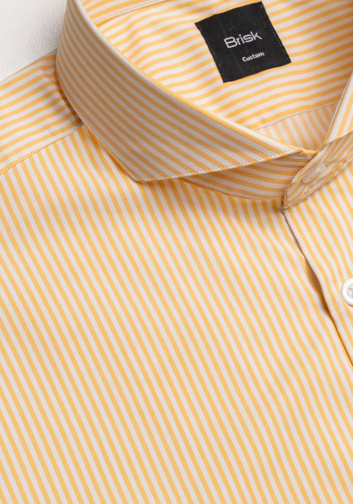 Wrinkle Free Yellow Performance Stretch Stripes Shirt
