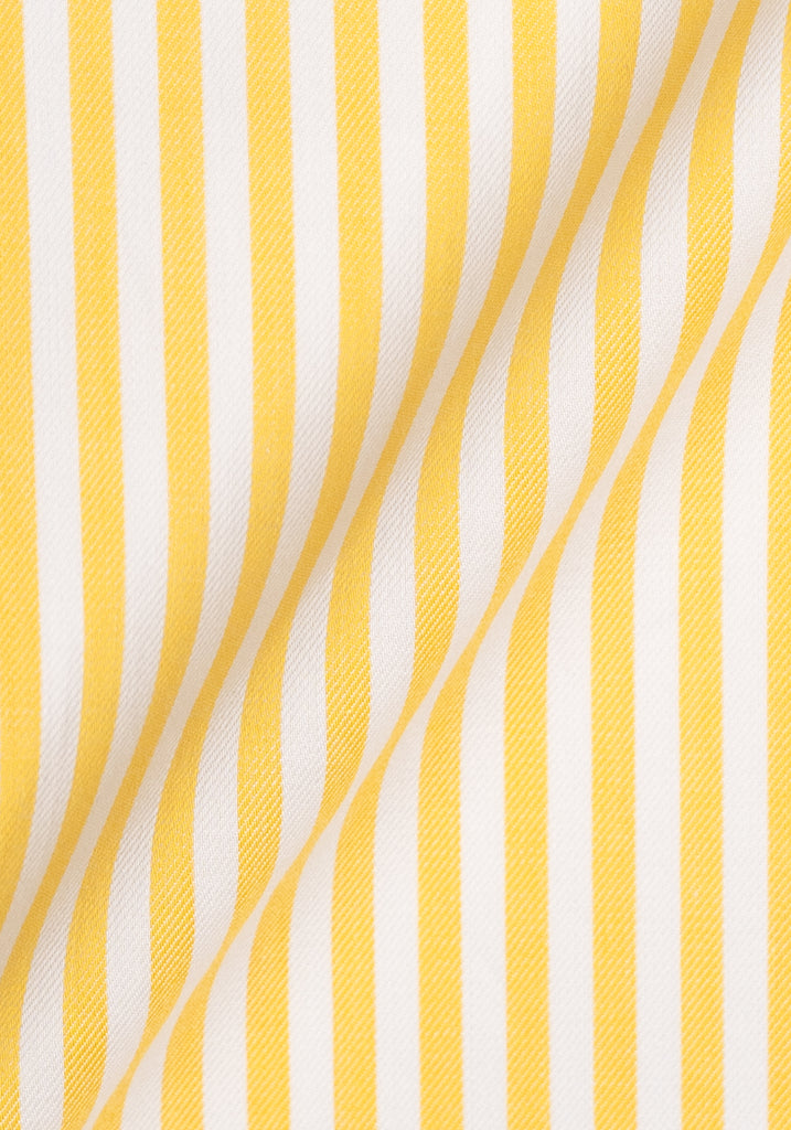 Yellow Bengal Twill Stripes Pima Cotton Shirt - White Cutaway Extreme Collar