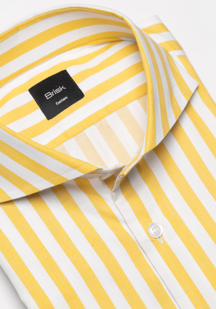 Yellow Bold Twill Stripes Pima Cotton Shirt