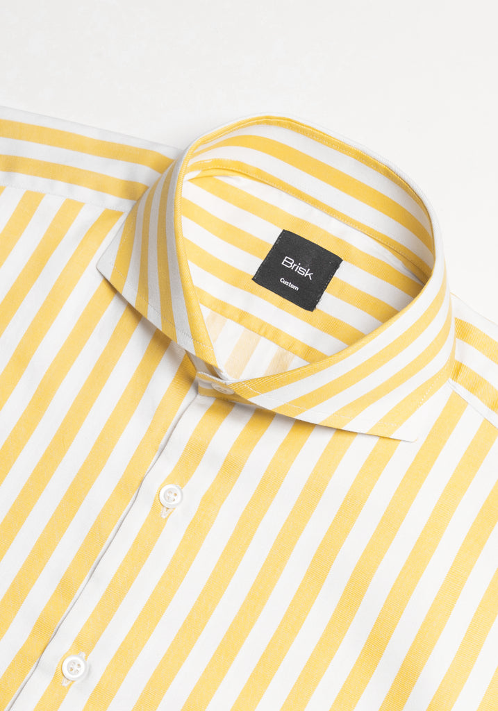 Yellow Bold Twill Stripes Pima Cotton Shirt