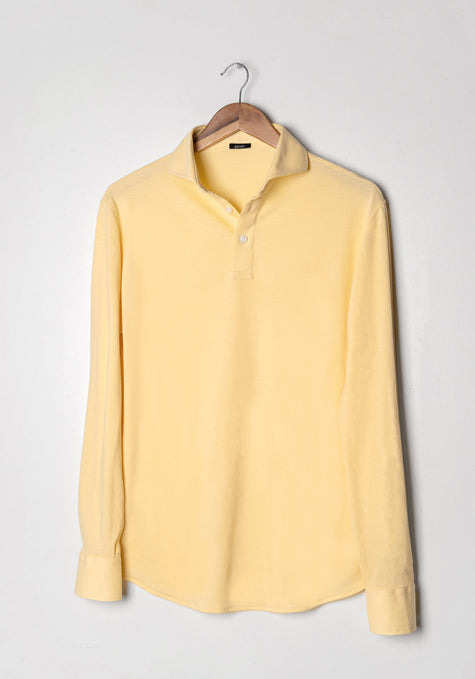 Yellow_Feather_Soft_Pique_Full_Sleeve_Polo_Shirt