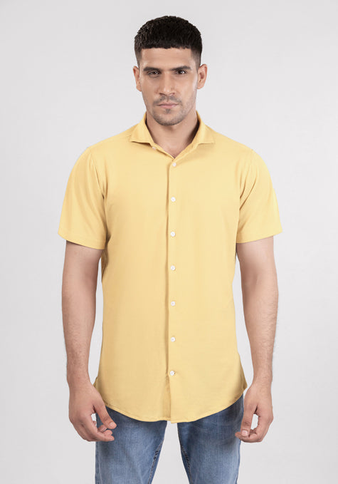 Yellow_Feather_Soft_Pique_Half_Sleeve_Shirt