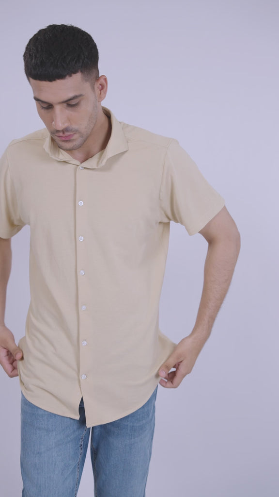 Tan Feather Soft Piqué Half Sleeve Shirt