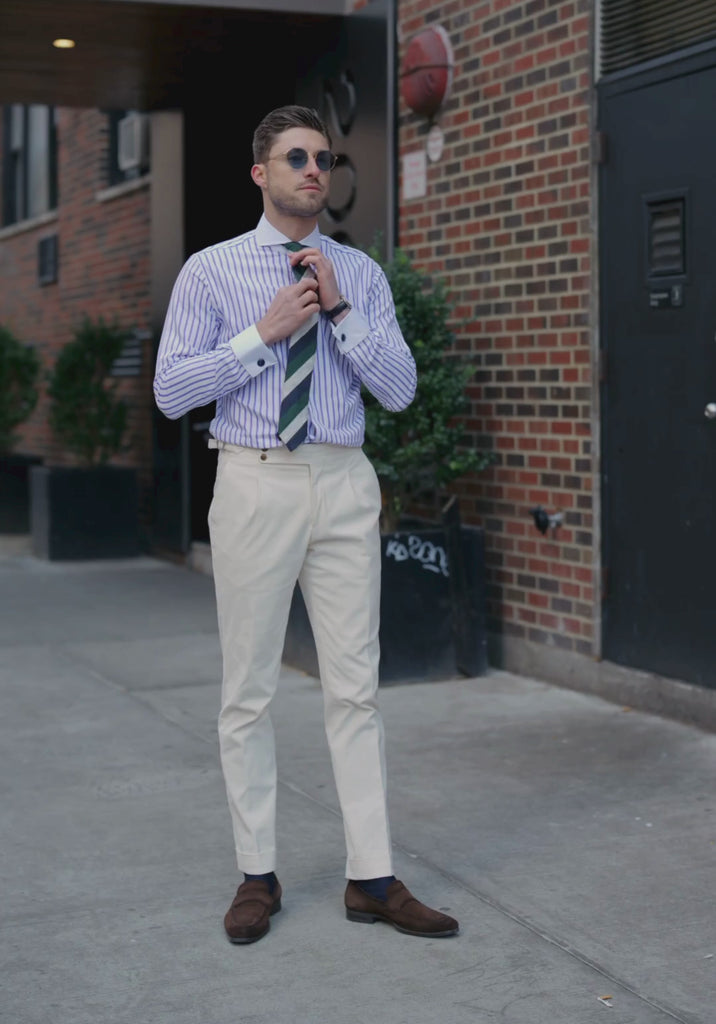 Purple Wide Stripes Pima Cotton Shirt